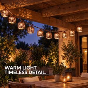 Metal IP65 Waterproof AC Powered Outdoor String <b>Light</b> Rustic Design Energy Saving Garden <b>Patio</b> Decor 6ft Warm Ambiance - Product Image 4