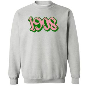 <b>Grey</b> 1908 Graphic Crewneck Pullover <b>Sweatshirt</b> Long Sleeve Ribbed Cuffs Casual Womens Fleece Top Fashion Streetwear Everyday - Product Image 1