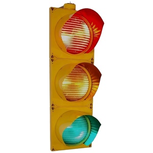 Feu de signalisation LED industriel jaune 200 mm (8 pouces) avec boîtier, 3 lumières (rouge, jaune, vert), étanche IP65 - Product Image 1