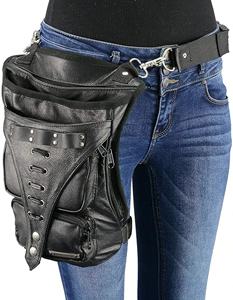 Real Leather Handmade Thigh Bag With Waist <b>Belt</b> and Metal Hook Decorate Stripe Biker Bag for <b>Money</b> LLB-0002 - Product Image 1