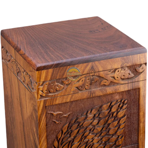 AYAANS Rosewood wooden Hand Carved Wooden Hot Selling cremation Urn Box for Adult Ashes Wholesale Cremation Urns (6X6X11)IN - Product Image 2