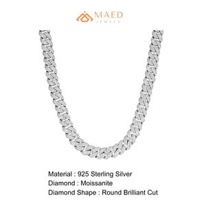 Collier chaîne cubaine en argent 925 avec moissanite taille baguette, style hip-hop, bijou de luxe pour homme et femme, cadeau de fiançailles - Product Image 6