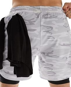 Custom Logo Men's Double <b>Layer</b> Blank Sports Athletic Workout Running Gym Shorts With Liner Breathable 2 In 1 Activewear Shorts - Product Image 4