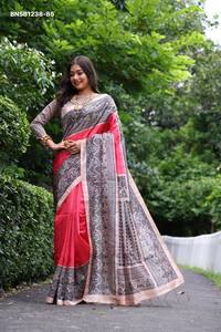New Variety Tussar Silk with Madhubani Print- Traditional Pallu <b>Saree</b>-<b>Blouse</b> Set Collection Supplier from India <b>Saree</b> Love - Product Image 6