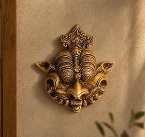 Handcrafted Brass Yali Face Wall Hanging <b>Mask</b> Sculpture Traditional Kirtimukha Evil <b>Eye</b> Protector Decorative Wall Art for Home - Product Image 5