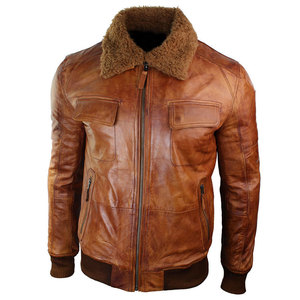 Chaqueta de Motociclista Personalizada para Hombre, de Cuero Genuino Marrón, con Cuello Camisero, Cierre de Cremallera, Corte Regular, para Otoño - Product Image 2