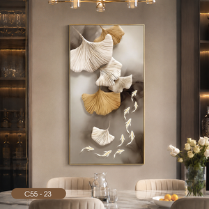 Dernière conception, peintures créatives spécialisées, impression sur toile minimaliste, feuilles de Ginkgo, art numérique, décoration murale intérieure C55-23 - Product Image 3