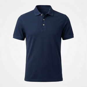 Men's Navy <b>Blue</b> Short Sleeve <b>Polo</b> <b>Shirt</b> 100% Cotton Pique Breathable Regular Fit Solid Knitted Casual Design - Product Image 1