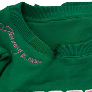 เสื้อสเวตเชิ้ต AKA Miner Hall สีเขียวลายเชนิลล์ สำหรับผู้หญิง ปักลายตัวอักษรกรีก คอกลม พรีเมียม เสื้อทีมชมรม - Product Image 4