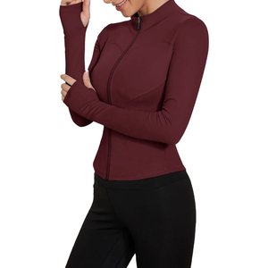Nouveau haut de yoga pour femme, couleur unie, col montant, manches longues, taille haute, sans couture, en Spandex et Polyester, coupe ajustée - Product Image 3