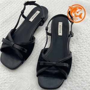 Sandales d'été à lanières de ruban Sandales à talon confortables et à talon bas Option élégante pour sortir - Product Image 1