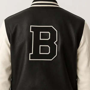 Chaqueta Varsity de Cuero PU Impermeable para Hombre al por Mayor - Product Image 4