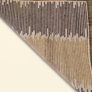 Alfombra Moderna Abstracta a Rayas de Lana de Pelo Largo, Tejida a Mano, Antideslizante y Ecológica, Color Beige Marrón, para Sala de Estar - Product Image 5