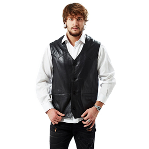 New Arrival Plain Dyed Breathable Custom Color Men Leather <b>Vest</b> Made in Pakistan Factory Made Men Leather <b>Vest</b> - Product Image 2