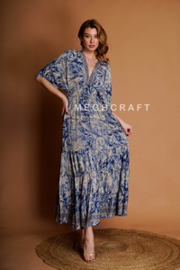 Women Plus Size V Neck Silk Maxi <b>Dress</b> Comfortable Lightweight & Breathable Casual Maxi at Low Price Bulk India Export - Product Image 6