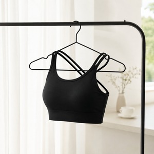 Soutien-gorge de sport sans coutures, confortable, pour yoga, col rond, coupe courte, séchage rapide, soutien-gorge de fitness, haut court sans coutures, soutien-gorge de sport noir - Product Image 1