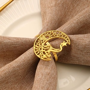 <b>Moon</b> Shape Arabic Calligraphy Napkin <b>Ring</b> For Islamic Table Decor Eid Hosting Enhance Festive Table Styling With Cultural Design - Product Image 2