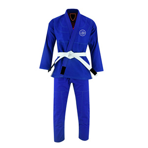 Kimono de BJJ Azul para Hombre con Cinturón Blanco, Logotipo Termotransferible en la Parte Delantera, Corte Regular, 100% Algodón Transpirable, Ropa de Artes Marciales, Talla Adulto - Product Image 2