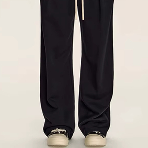 New Custom Logo <b>Canvas</b> Baggy Sweatpants 100% Polyester Straight Pattern Mid Waist Casual Eco-Friendly Breathable - Product Image 5