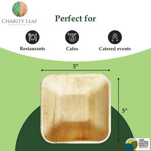 Ciotola Quadrata Monouso in Foglia di Palma Naturale da 5 Pollici - Product Image 4