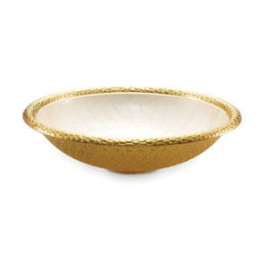 Centre de table haut de gamme avec intérieur blanc et extérieur plaqué or, articles de service pour aliments, bols de luxe, ustensiles de cuisine au prix le plus bas - Product Image 1