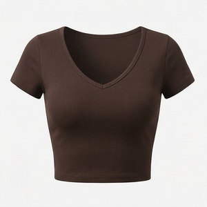 เสื้อครอปท็อปผ้าฝ้ายสีตามสั่งสำหรับผู้หญิง น้ำหนักเบา ระบายอากาศได้ดี เหมาะสำหรับฤดูร้อน สตรีทแวร์ ฟิตเนส ออกกำลังกาย เสื้อยืดแอคทีฟแวร์ - Product Image 1