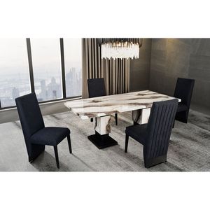 Stacey sala da pranzo Set bianco Zebra/nero tavolo con sedie complementari - Product Image 2