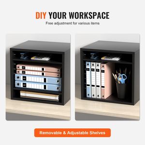 Organizzatore per Documenti in Metallo Regolabile con 5 Scomparti, 13,9x12x13 Pollici, Cassetta Postale per Ufficio, Classificatore in Legno - Product Image 5