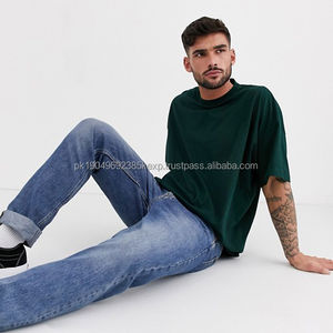 T-shirt Homme Été 100% Coton Peigné Surdimensionné Lourd Personnalisé Coupe Ample Épaules Tombantes Manches Courtes Séchage Rapide - Product Image 4