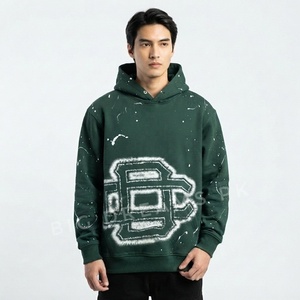 เสื้อฮู้ดดี้ยูนิเซ็กซ์ทรงโอเวอร์ไซส์ ผ้าคอตตอนผสมไม้ไผ่ หนัก 450 GSM สไตล์สตรีทแวร์ แต่งซิป ลายกราฟิกสาดสีวินเทจ ดีไซน์ทำเก่า - Product Image 4