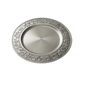Assiettes de service tendance à bordure gravée en argent plaqué, design arrondi, pour mariage, aliments et salades - Product Image 5