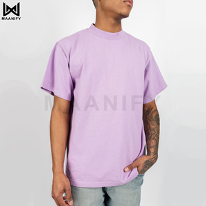 เสื้อยืดคอตตอนหนาน้ำหนักมากสไตล์วินเทจสำหรับผู้ชาย ย้อมสีแบบ Garment Dyed ทรงโอเวอร์ไซส์ สตรีทแวร์ เสื้อยืดเปล่าๆ แฟชั่นลำลอง - Product Image 6