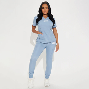 Conjuntos de Uniformes Médicos Personalizados con Logotipo de Fábrica para Mujer - Uniforme de Enfermera/Doctora en Tela Elástica de Lona para Uso Hospitalario en Todas las Estaciones - Product Image 1