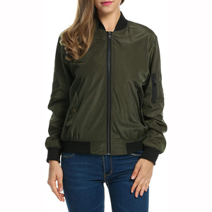 <b>Women</b> <b>bomber</b> <b>jacket</b> <b>lightweight</b> green zip up windbreaker casual outerwear stylish coat with ribbed cuffs and pockets - Product Image 3