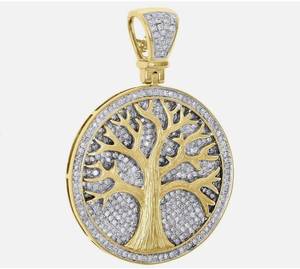 Colgante Espiritual Medallón Árbol de la Vida de Plata 925 con Moissanita Iced Out, Joyería Celta, Colgante HipHop Inspirado en la Herencia - Product Image 5