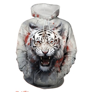 Sweat-shirt à capuche pour homme, taille plus, imprimé en 3D, motif animal loup, streetwear, capuche, poche avant, pour usage extérieur - Product Image 3