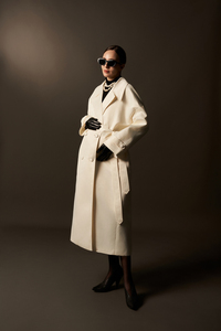 Robe longue élégante pour femme en taffetas de coton et soie, épaisse et fourrée, à double boutonnage, col en V, double doublure, style hiver - Product Image 6