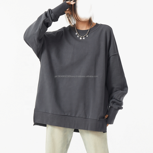 Sudadera desgastada con agujeros pesados de algodón 100% de alta calidad personalizada, Sudadera de cuello redondo rasgada lavada con ácido vintage - Product Image 3