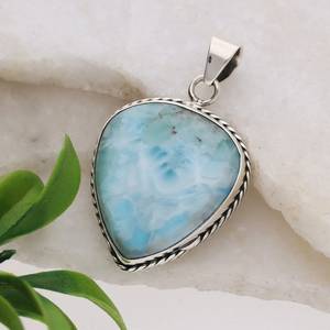 Colgante de Larimar en Forma de Pera, Plata de Ley 925, Estilo Vintage, Joyería Elegante, Regalo para Mujer, Collar - Product Image 2