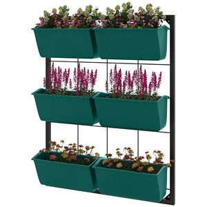 Fioriera a 3 livelli per parete verde con 6 vasi per erbe aromatiche e supporto per piante sospese con drenaggio per fiori e verdure in sistemi idroponici - Product Image 1