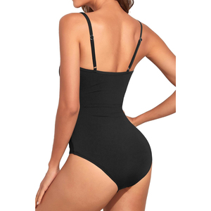 Women 2-Piece Set <b>Strapless</b> Ruched High Waist Solid <b>Black</b> Tummy Control Shapewear Bandeau Style Spandex/Nylon Eco-Friendly - Product Image 4