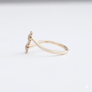 Delicado diseño de dos flores cónico Baguette corte laboratorio cultivado diamante Bypass anillo en oro sólido de 10K anillo de bodas de compromiso para ella - Product Image 3