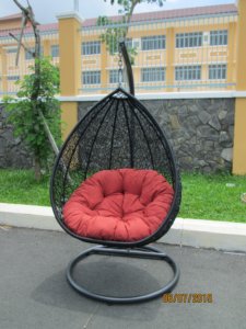 Silla Colgante Tipo Huevo Contemporánea para Exteriores con Mimbre de Ratán PE, Asiento Acolchado, Mueble Resistente para Patio y Jardín para 1 Persona - Product Image 4