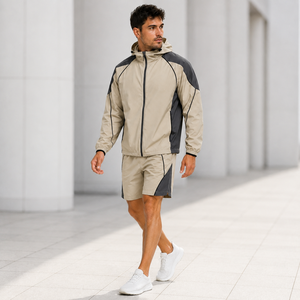 Ensemble survêtement homme coupe-vent et short respirant à séchage rapide en nylon, personnalisable en gros, direct usine - Product Image 3