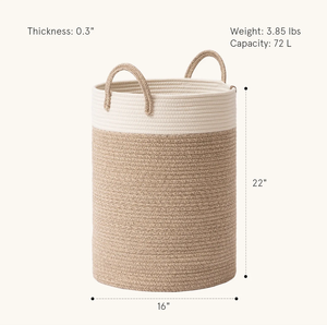 Cesta Redonda de Almacenamiento de Cuerda de Algodón con Asas, Bandeja Decorativa de Estilo Geométrico Bohemio para Dormitorio - Product Image 3