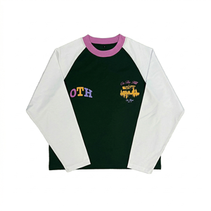 Camiseta de Algodón Premium con Mangas Raglán para Mujer, Logotipo Personalizado, Diseño Gráfico, Dos Tonos, Estilo Béisbol, Manga Larga, Oversize, Streetwear Unisex - Product Image 4