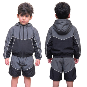 New Arrivals Custom Logo Gray <b>Black</b> Adults 100% Cotton Wind Breaker Sets Breathable Quick Dry Acid Wash Printed Vintage - Product Image 1