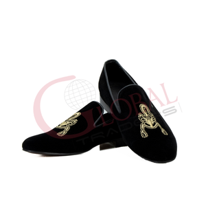 Mocassins de luxe en cuir de vache véritable imprimé, faits à la main, noirs, décontractés, à enfiler pour hommes - Product Image 2