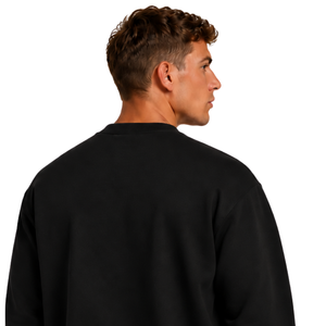 <b>Black</b> <b>Men</b> Sweatshirt Crew Neck Long Sleeve Pullover Casual <b>Fleece</b> Top Custom Logo Streetwear Winter Sportswear Wholesale Apparel - Product Image 4