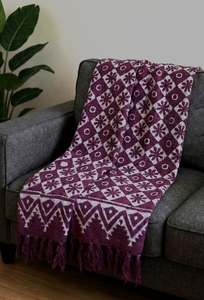 Manta Decorativa de Color Morado, 100% Algodón, Ecológica, Hecha a Mano en India, Estampada con Bloques, para Sofá, Disponible para Todas las Temporadas, Venta al Por Mayor - Product Image 3